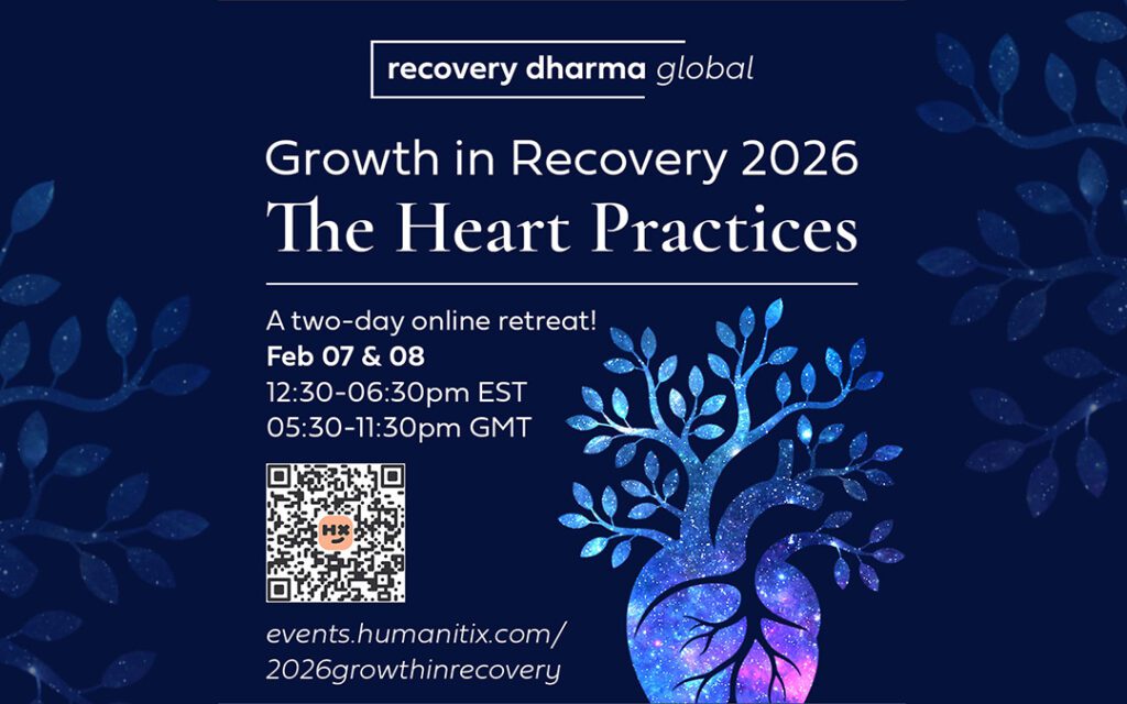 Informational image for Growth in Recovery 2026, a two-day online retreat on February 7th and 8th.
