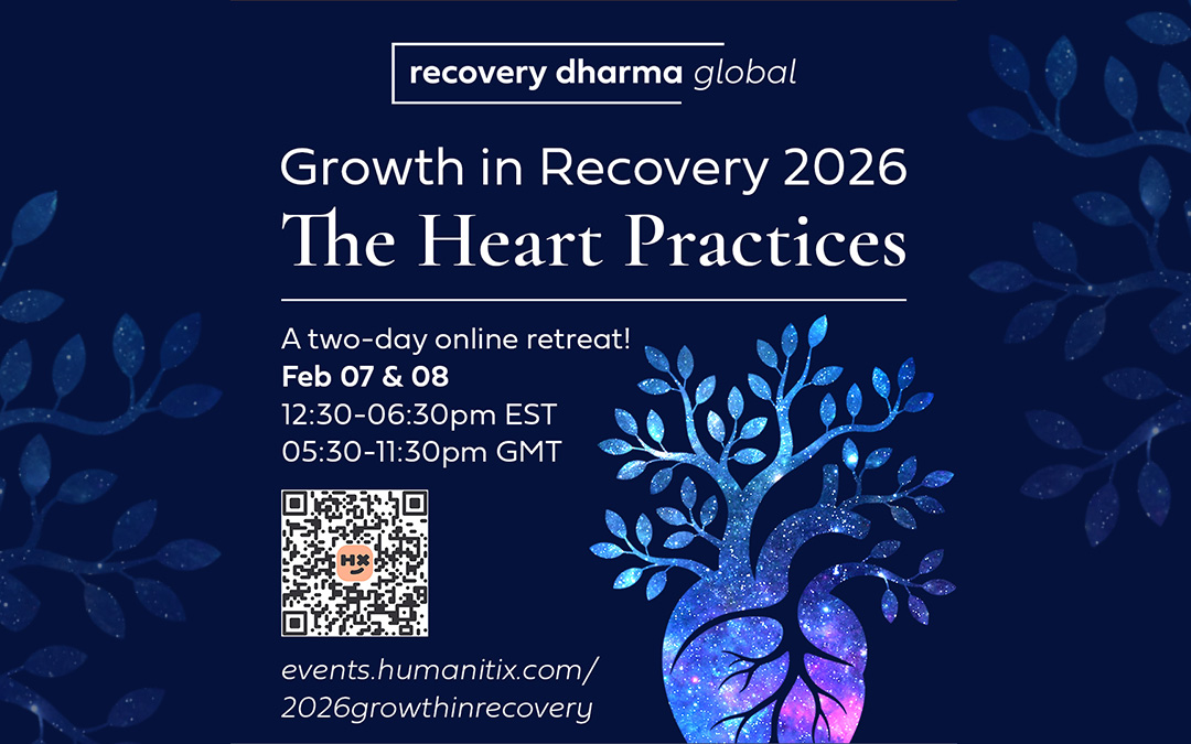 Informational image for Growth in Recovery 2026, a two-day online retreat on February 7th and 8th.