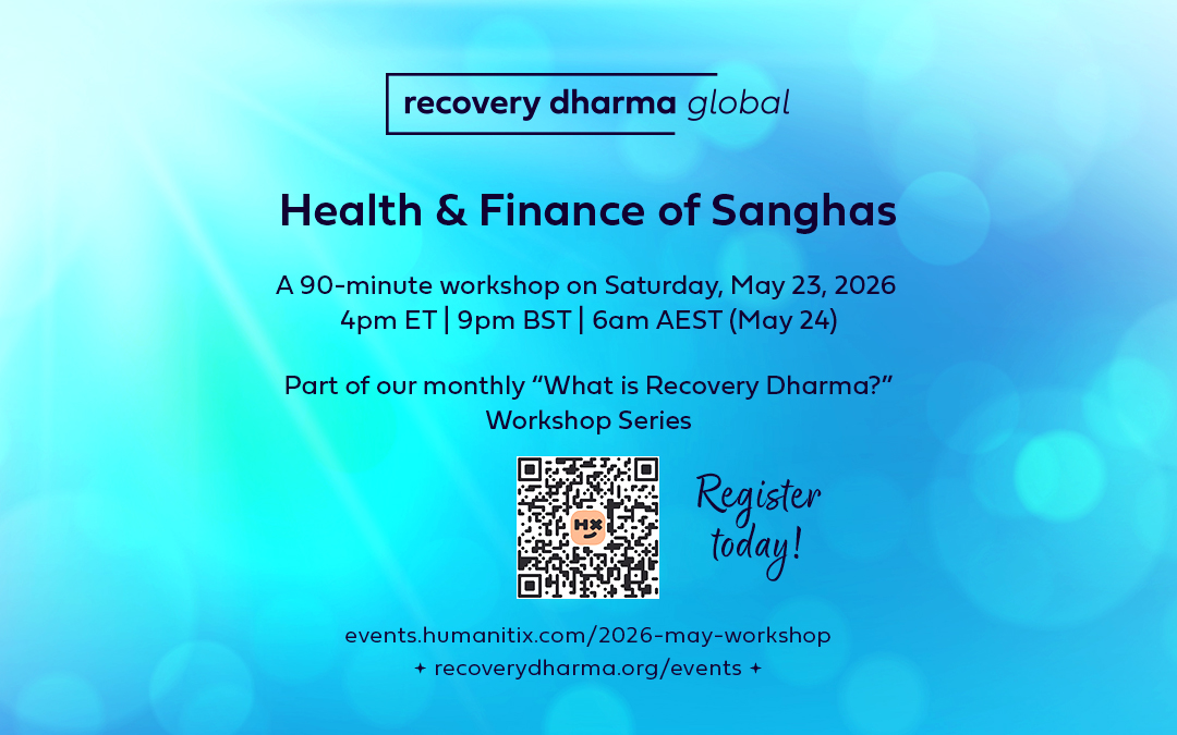 Informational image for the workshop on Saturday, May 23rd, 2026: Health and Finance of Sanghas.